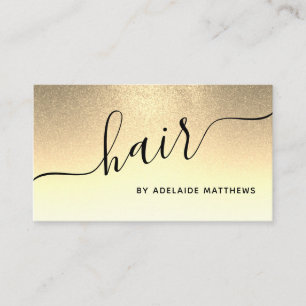 Tarjeta De Visita Moderno Purpurina de Moda Gold Hair Salon Hairstyl