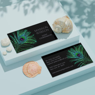Tarjeta De Visita Moderno Purpurina Feather Event Coordinador Planne