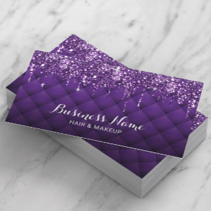 Tarjeta De Visita Moderno Purpurina morado gotea salón de belleza Sp