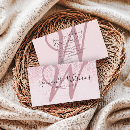 Tarjeta De Visita Moderno Purpurina rosa Rubor Monograma Hair Stylis