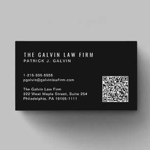 Tarjeta De Visita Moderno QR Code Empresa Empleada Negra
