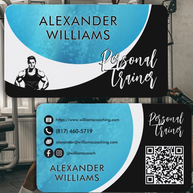 Tarjeta De Visita Moderno QRcode Gimnasio del formador personal (Subido por el creador)