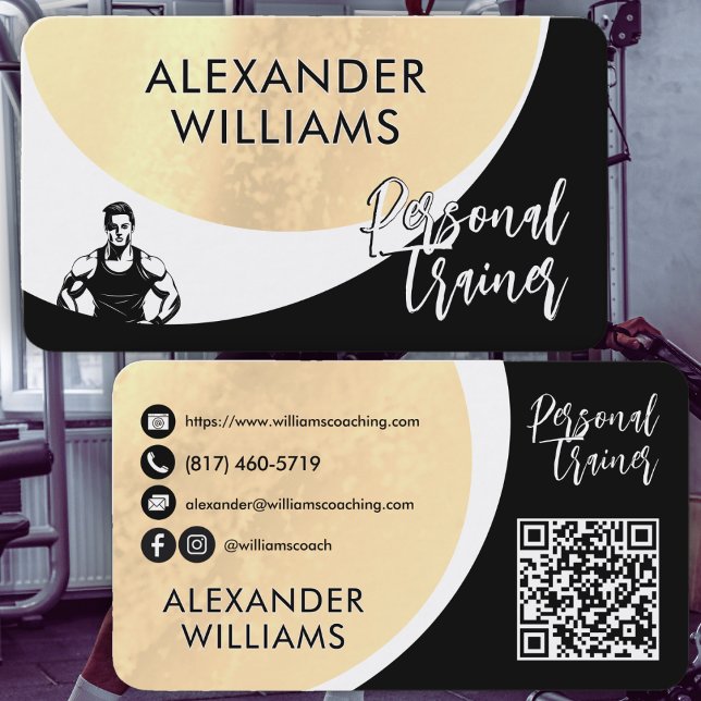 Tarjeta De Visita Moderno QRcode Gimnasio del formador personal (Subido por el creador)