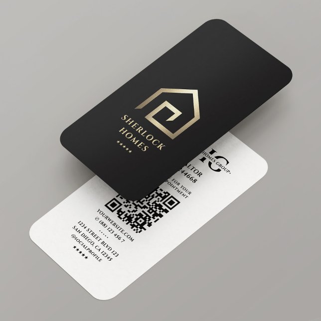 Tarjeta De Visita Moderno Realtor Elegant Gold Real Estate House Log (Modern Realtor Elegant Gold Real Estate House Logo Business Card
)
