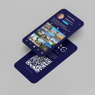 Tarjeta De Visita Moderno Realtor Midnight Blue Monograma Instagram