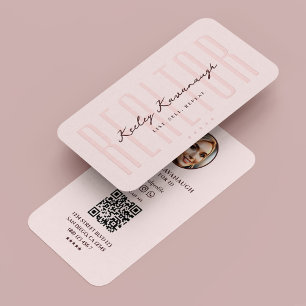 Tarjeta De Visita Moderno Realtor Photo Real Estate Agent Pink