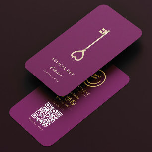Tarjeta De Visita Moderno Realtor Real Estate Agent Purple de lujo
