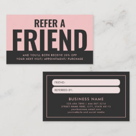 Tarjeta De Visita Moderno Referido de Amigo Referencia Audaz y Simpl