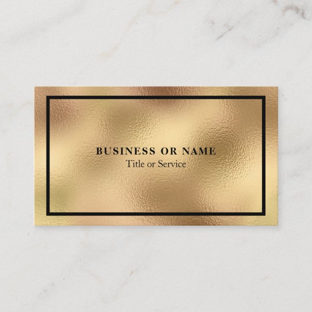 Tarjeta De Visita Moderno Relieve metalizado dorado Luxe Faux Metall (Anverso)