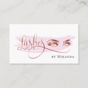 Tarjeta De Visita Moderno Relieve metalizado dorado Rosa Faux Ojos L