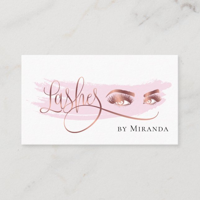 Tarjeta De Visita Moderno Relieve metalizado dorado Rosa Faux Ojos L (Anverso)