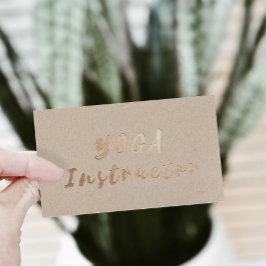 Tarjeta De Visita Moderno Relieve metalizado dorado Yoga Instructor 