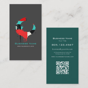 Tarjeta De Visita Moderno Remolino Abstracto Gris Oscuro y Verde Azu