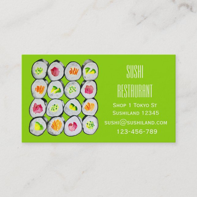 Tarjeta De Visita Moderno restaurante de sushi o empresa de restaura (Anverso)