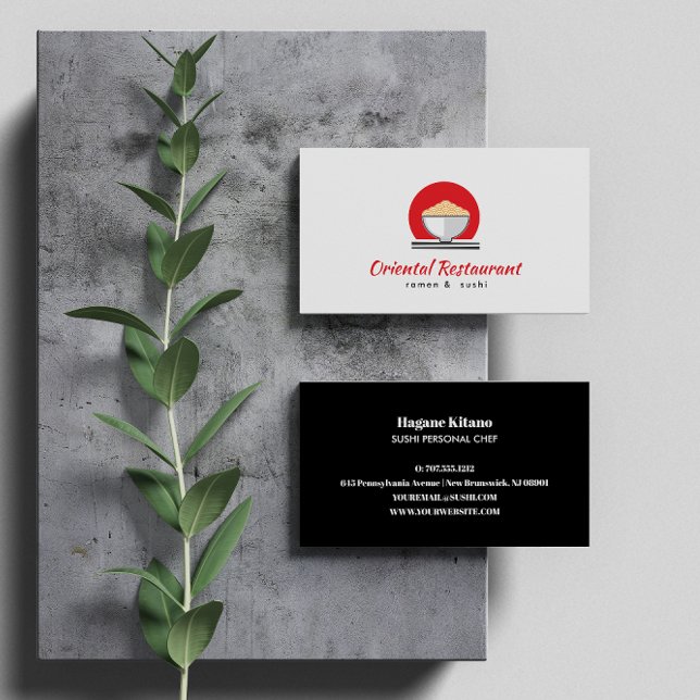 Tarjeta De Visita Moderno restaurante japonés de fideos de Ramen Sus (Subido por el creador)