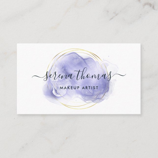 Tarjeta De Visita Moderno Resumen Firma Lavender Gold (Anverso)