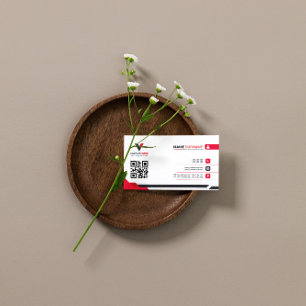 Tarjeta De Visita Moderno rojo y blanco elegante