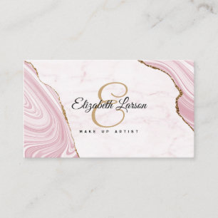 Tarjeta De Visita Moderno Rosa de mármol Purpurina de oro QR Salon M