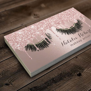 Tarjeta De Visita Moderno Rosa Dorado Dris Eyelash Salón De Belleza