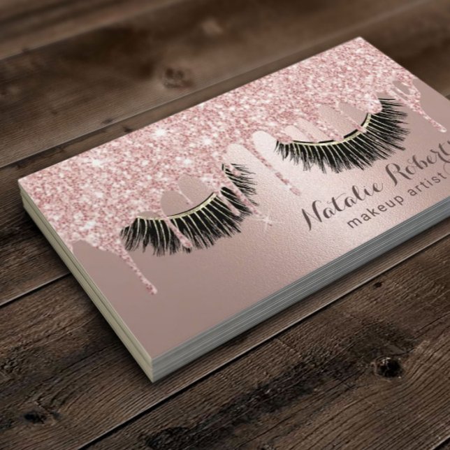 Tarjeta De Visita Moderno Rosa Dorado Dris Eyelash Salón De Belleza (Subido por el creador)