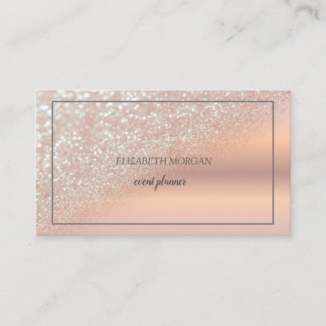 Tarjeta De Visita Moderno Rosa elegante Purpurina de oro Bokeh Ombre (Anverso)