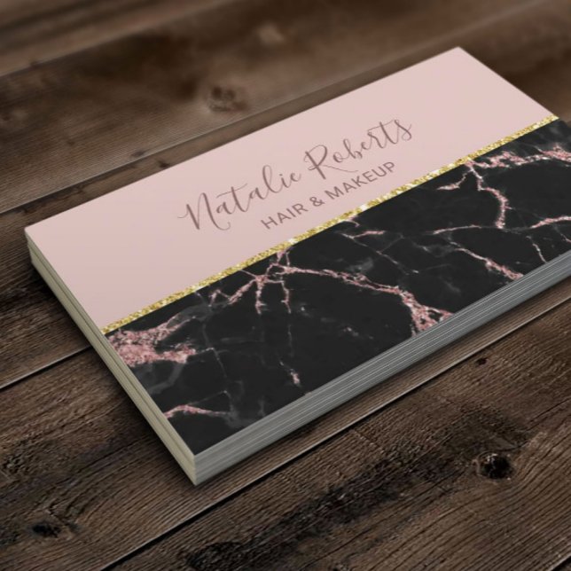Tarjeta De Visita Moderno Rosa Gold Marble Cabello Belleza Salon Spa (Subido por el creador)