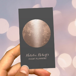 Tarjeta De Visita Moderno Rosa Gold Moon Elegant Event Planning