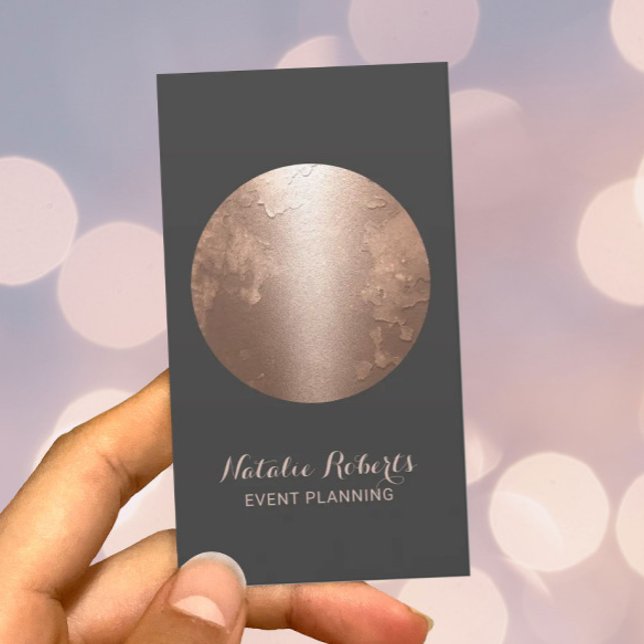 Tarjeta De Visita Moderno Rosa Gold Moon Elegant Event Planning (Subido por el creador)