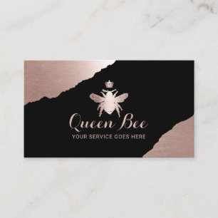 Tarjeta De Visita Moderno Rosa Gold Queen Bee Salón de belleza y Spa