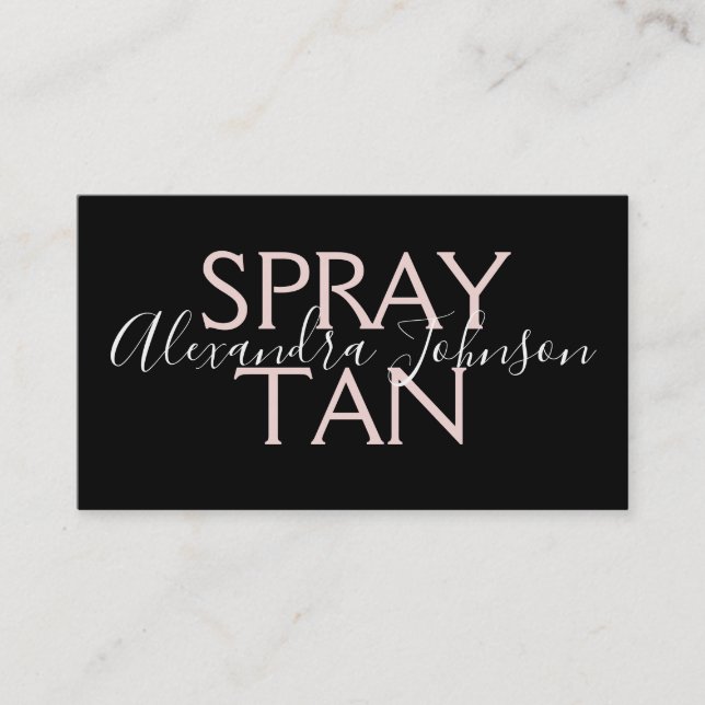 Tarjeta De Visita Moderno Rosa Gold y Black Spray Tan (Anverso)