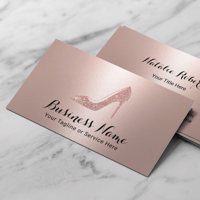 Tarjeta De Visita Moderno Rosa Oro Moda High Heels Boutique (Subido por el creador)