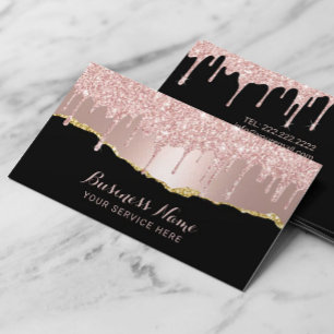 Tarjeta De Visita Moderno Rosa Purpurina de Oro Perfora Moda Salón