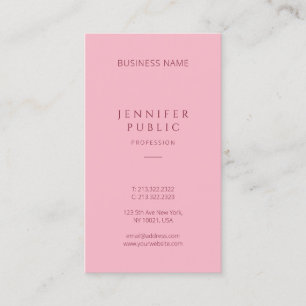Tarjeta De Visita Moderno rosado elegante de la plantilla simple