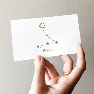 Tarjeta De Visita Moderno Rótulo Zodiaco Gold Pisces   Agua de eleme