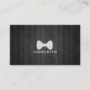 Tarjeta De Visita Moderno Rustic & Refined Men's Bow Logo Black Wood