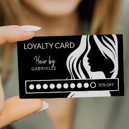 Tarjeta De Visita Moderno salón de belleza blanco y negro punch de l