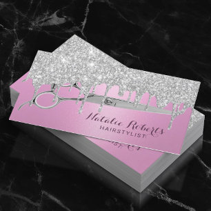 Tarjeta De Visita Moderno salón de belleza de color rosa y estilizad