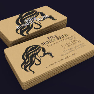 Tarjeta De Visita Moderno Salón De Belleza Elegante Papel Kraft Mini