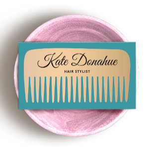 Tarjeta De Visita Moderno salón de belleza estilo peine Rosa Gold