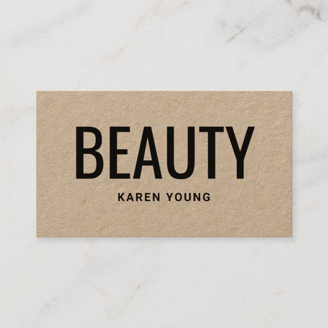 Tarjeta De Visita Moderno salón de belleza maquillaje de kraft rústi (Anverso)