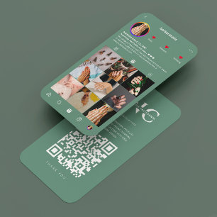 Tarjeta De Visita Moderno salón de belleza Nail Tech Dusty Blue IG