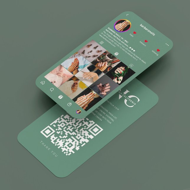 Tarjeta De Visita Moderno salón de belleza Nail Tech Dusty Blue IG (Modern Nail Tech Beauty Salon Dusty Blue IG Business Card
)