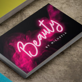 Tarjeta De Visita Moderno salón de belleza para neones rosados y fum