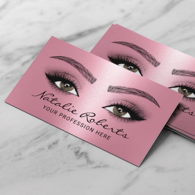 Tarjeta De Visita Moderno Salón De Belleza Rosa Eyelash Microblando (Subido por el creador)