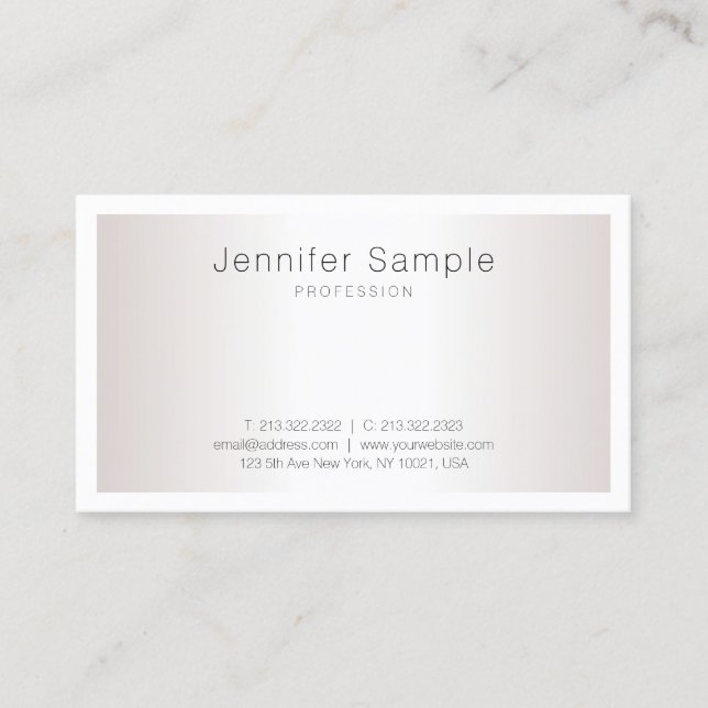 Tarjeta De Visita Moderno Salón de Diseño Elegante De Plata Limpia (Anverso)