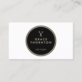 Tarjeta De Visita Moderno Salón de Estilo Negro y Blanco