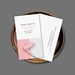 Tarjeta De Visita Moderno salón de fotos de Rosa de secador de pelo<br><div class="desc">Elegante plantilla de tarjeta de visita de personalizable con una foto profesional de estudio de un secador de pelo rosa. Diseño moderno y limpio,  perfecto para la peluquería.</div>