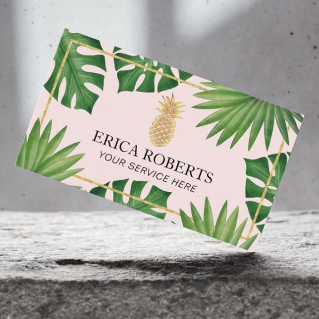 Tarjeta De Visita Moderno Salón de Spa Tropical Rubor Pineapple Gold (Subido por el creador)