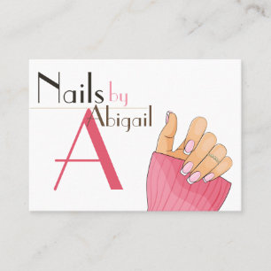 Tarjeta De Visita Moderno salón de uñas rosado y marrón