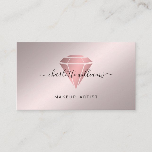 Tarjeta De Visita Moderno Salón Mínimo Rosegold Diamant (Anverso)